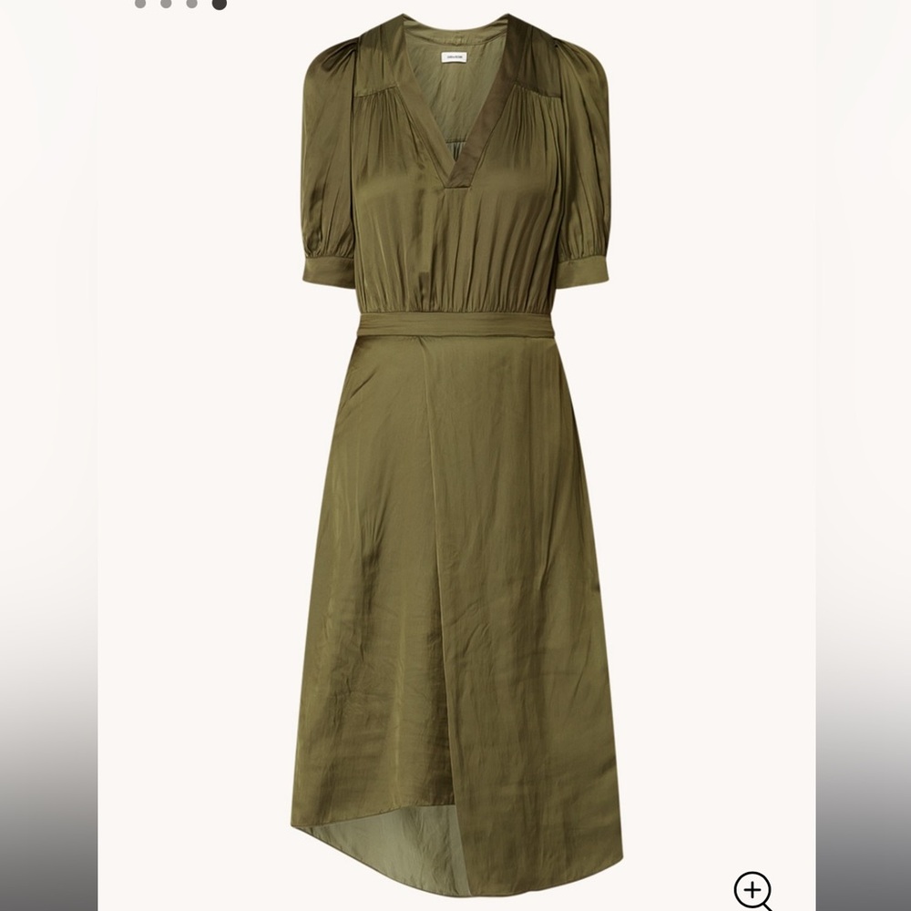 Zadig & Voltaire | Ralia Satin Midi Dress Bronze Olive Green Medium Lightweight - Picture 4 of 6